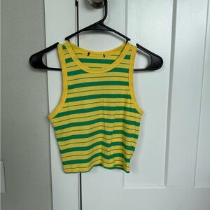 Vibrant Yellow and Green Cropped Sleeveless Tank Top